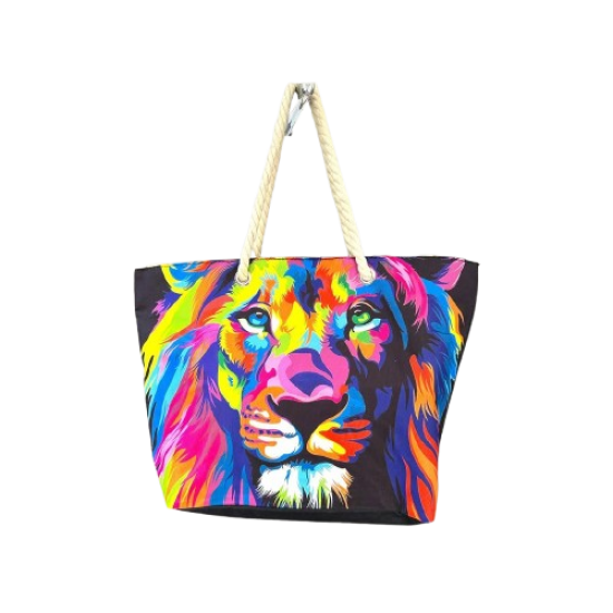 Bolsa de Praia Estampa de Leão