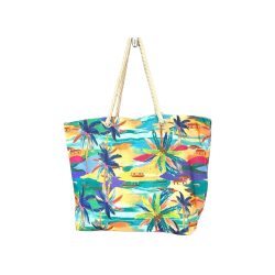 Bolsa de Praia Tropical Coqueiros Colorida